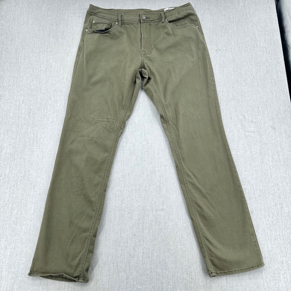 Buffalo David Bitton Archer Slim Pants Mens 38x34 Green Stretch Chino Casual